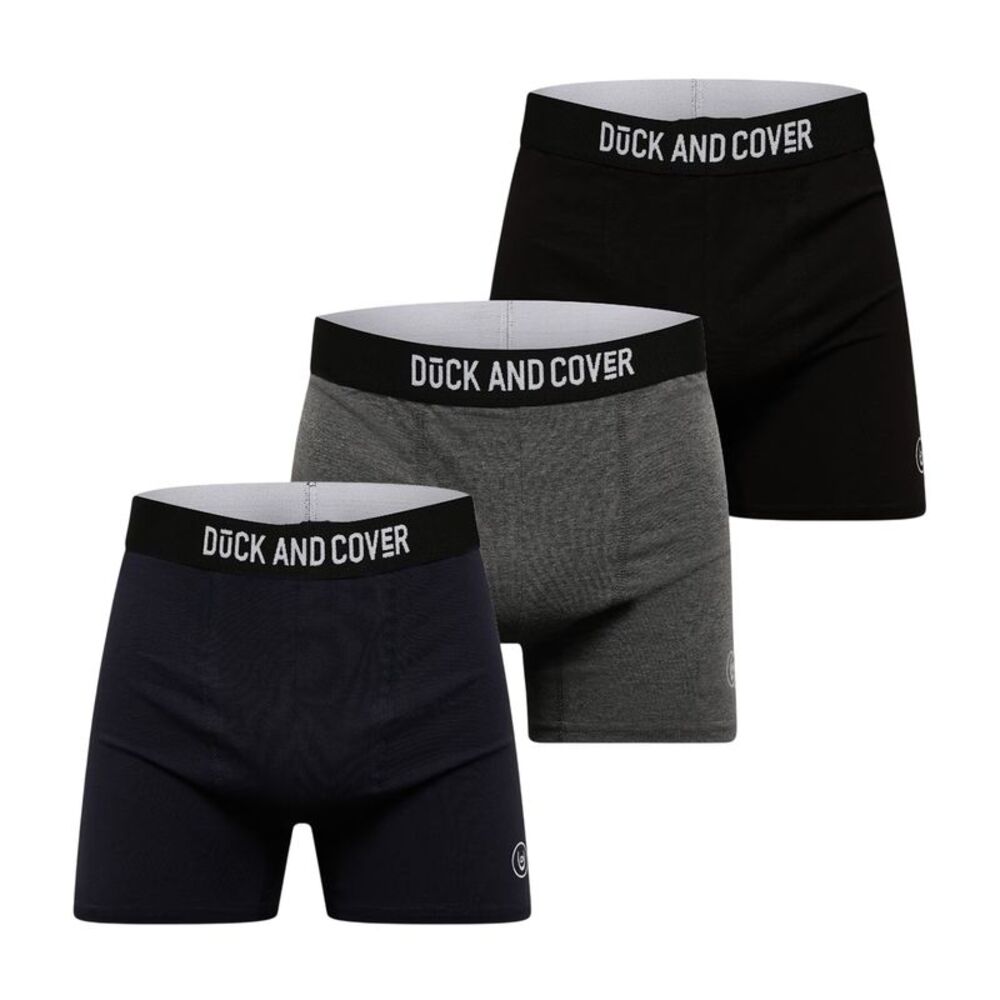 Duck and Cover Mens Bronteen Cotton Blend Boxer Shorts (Pack of 3) / Black/Gray/